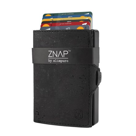 ZNAP Slim Wallet 12 - Cork Leather - fekete